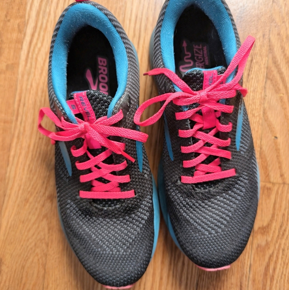 Brooks Revel Running Shoes Women’s 8.5 Black Teal Pink Athletic Sneakers - Picture 7 of 8